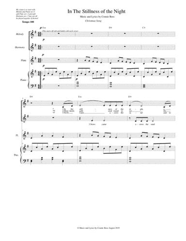 In the Stillness of the Night - Christmas song - flute, vocal duet & piano