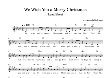 We Wish You a Merry Christimas - Easy Lead Sheet in Gb Major (arr. Amanda Rodrigues)