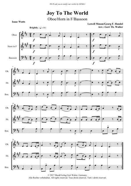 Joy To The World (arr. Gert Th. Walter)