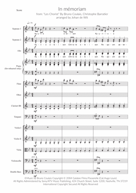 In Memoriam (arr. Johan de Wit)