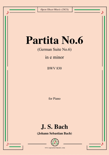J. S. Bach-Partita No.6,in e minor (arr. OSM Press)