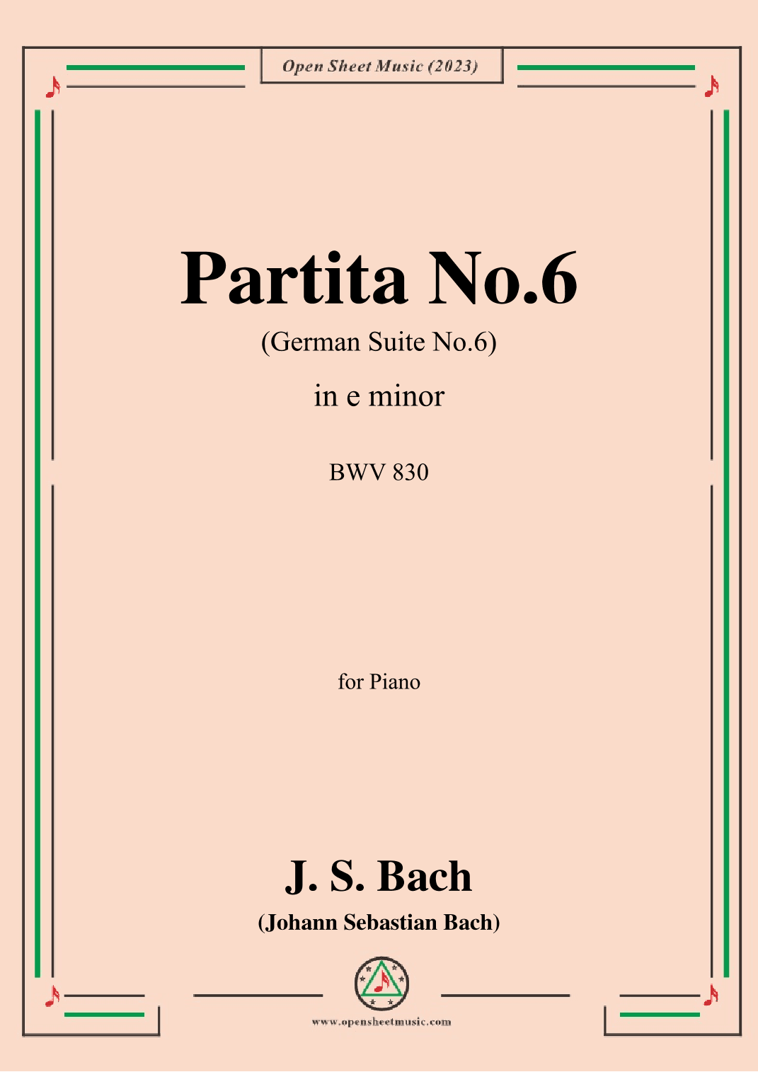J. S. Bach-Partita No.6,in e minor (arr. OSM Press)