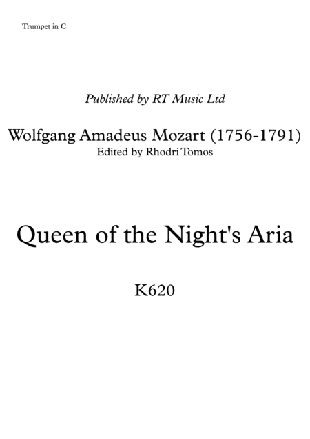 Mozart K620 - Queen of Night's aria - solo trumpet parts (arr. Rhodri Tomos)