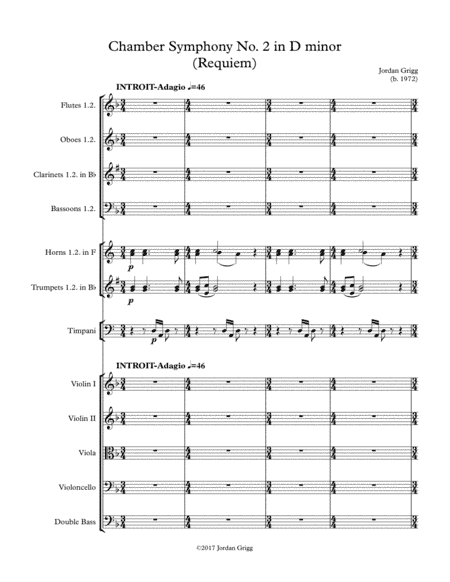 Chamber Symphony No 2 in D minor (Requiem) Score and Parts