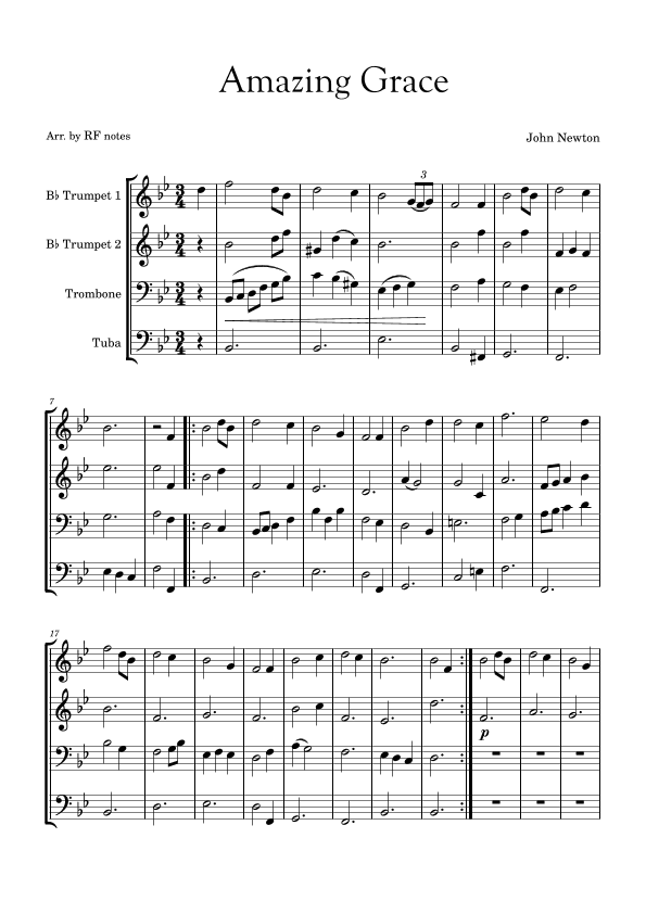 Amazing Grace (arr. RF notes)
