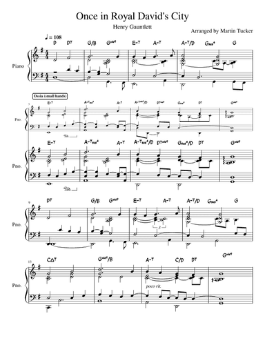 Once in Royal David's City in a lyrical jazz style (arr. Martin Tucker)
