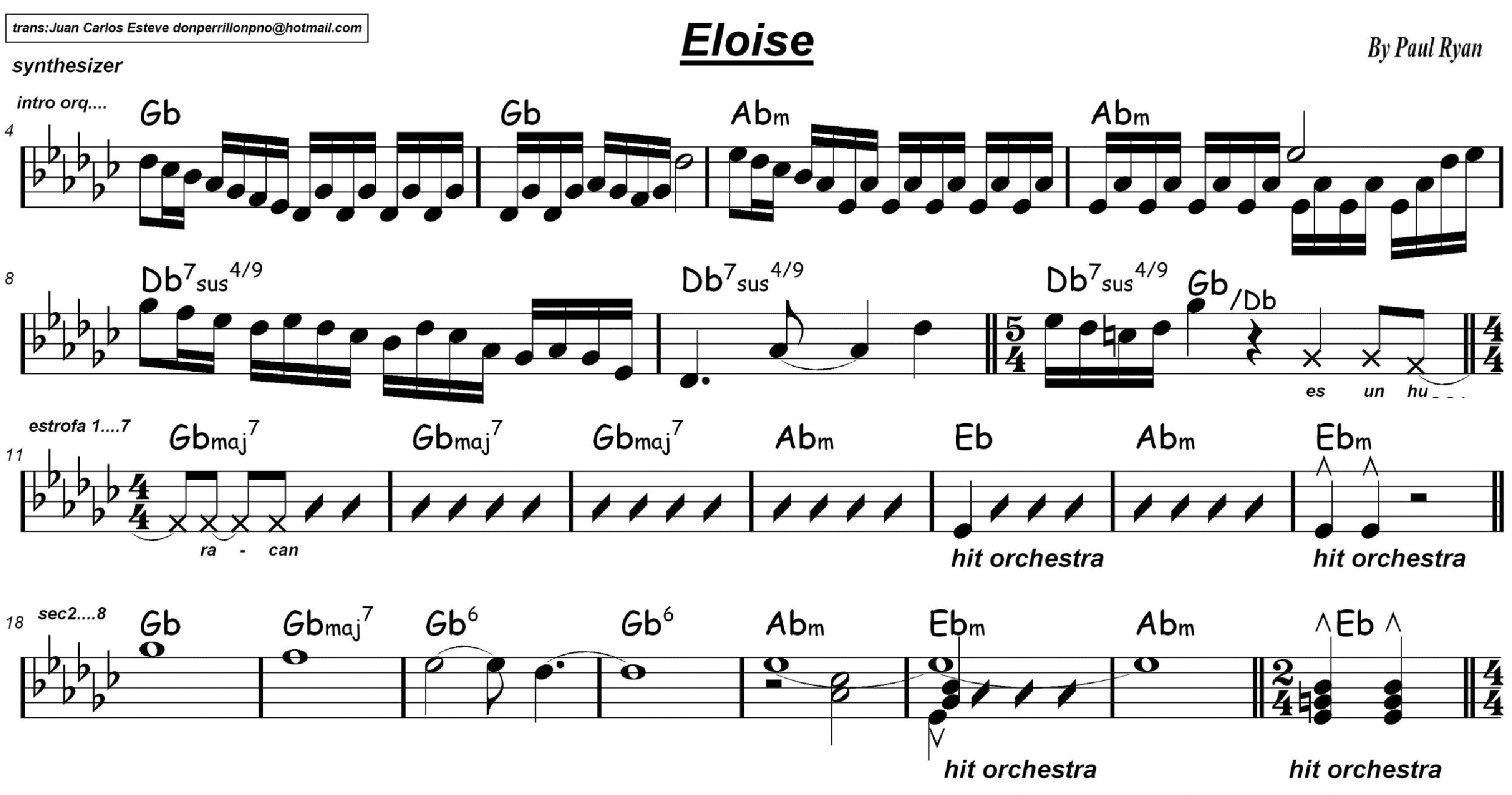 Eloise (arr. juan carlos esteve / Gran Coda)
