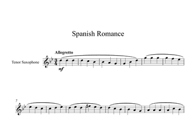 Spanish Romance (Tenor Sax) (arr. Digital Book Music)