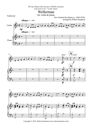 Wellerman (Violin & Piano) (arr. Robert Steadman)