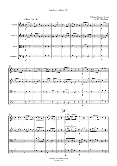 Mozart: Exultate Jubilate for String Quartet - Score and Parts (arr. Julie Doubleday)