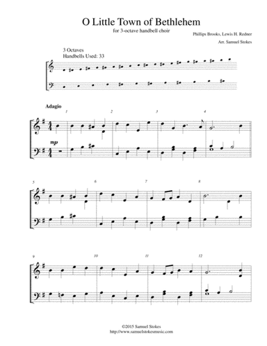 O Little Town of Bethlehem - for 3-octave handbell choir (arr. Samuel Stokes)