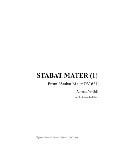 STABAT MATER (I) - (From Stabat Mater- RV 621) - For Alto,and Organ 3 staff (arr. Renato Tagliabue)