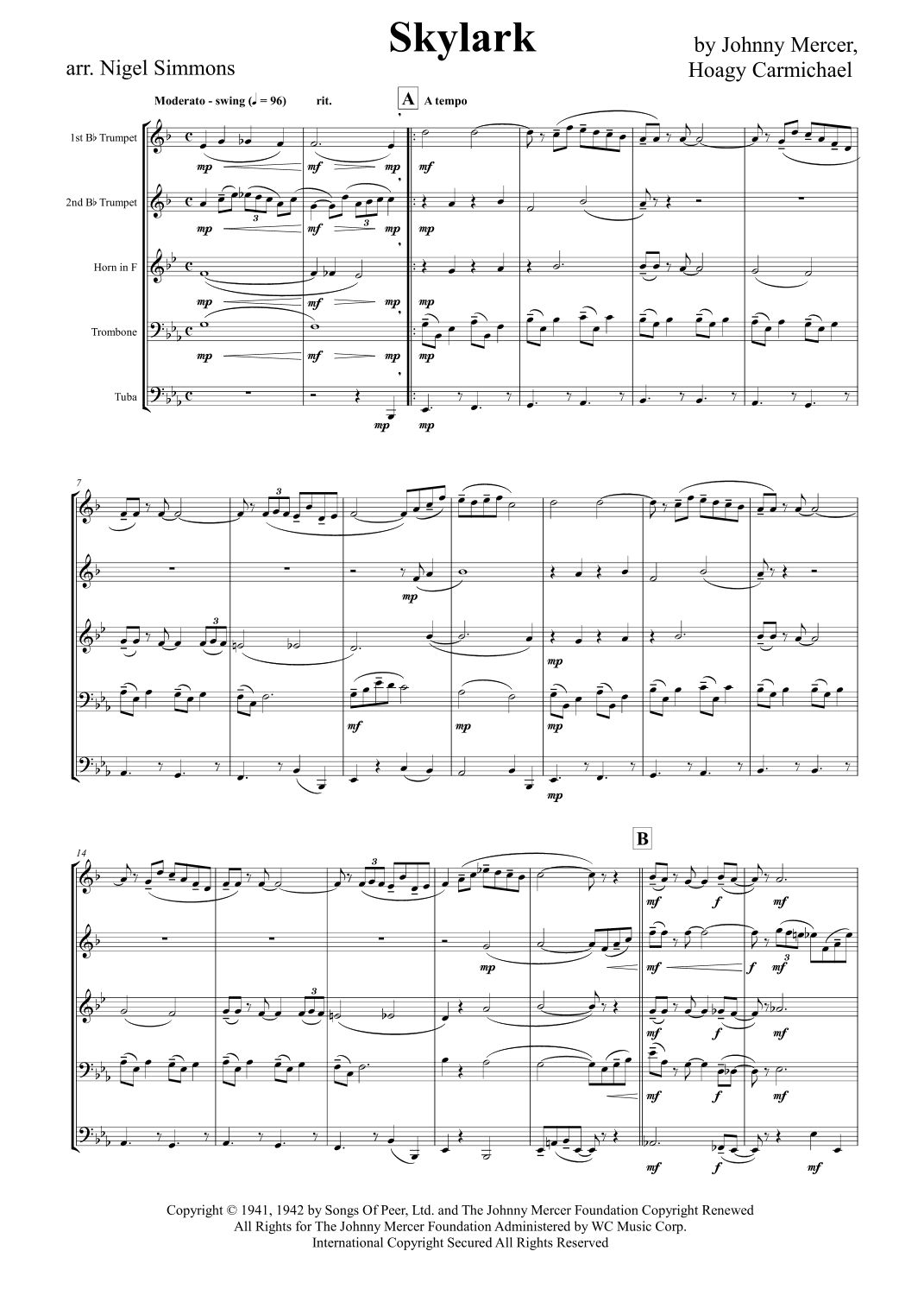 Skylark (arr. Nigel Simmons)