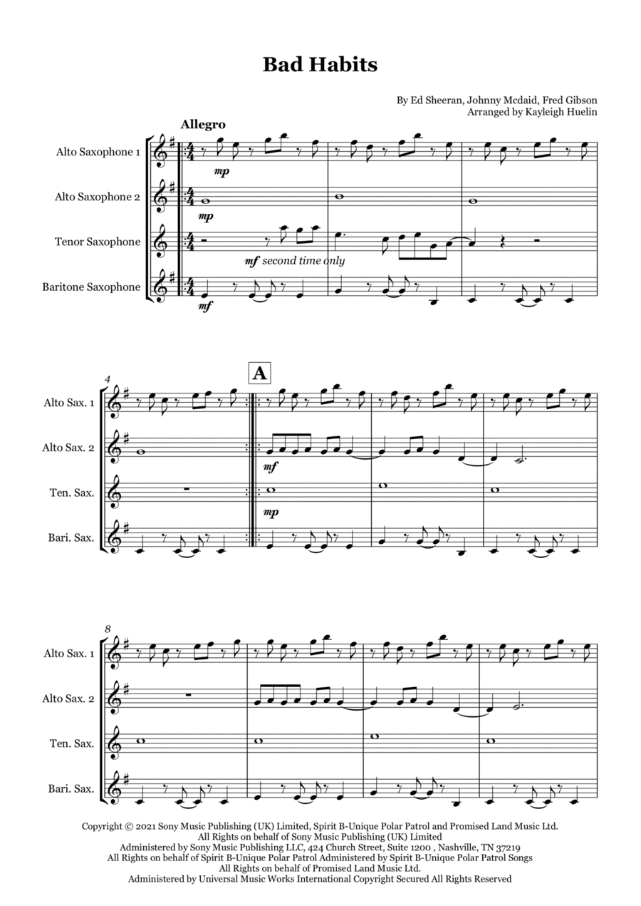 Bad Habits (arr. Kayleigh Huelin)