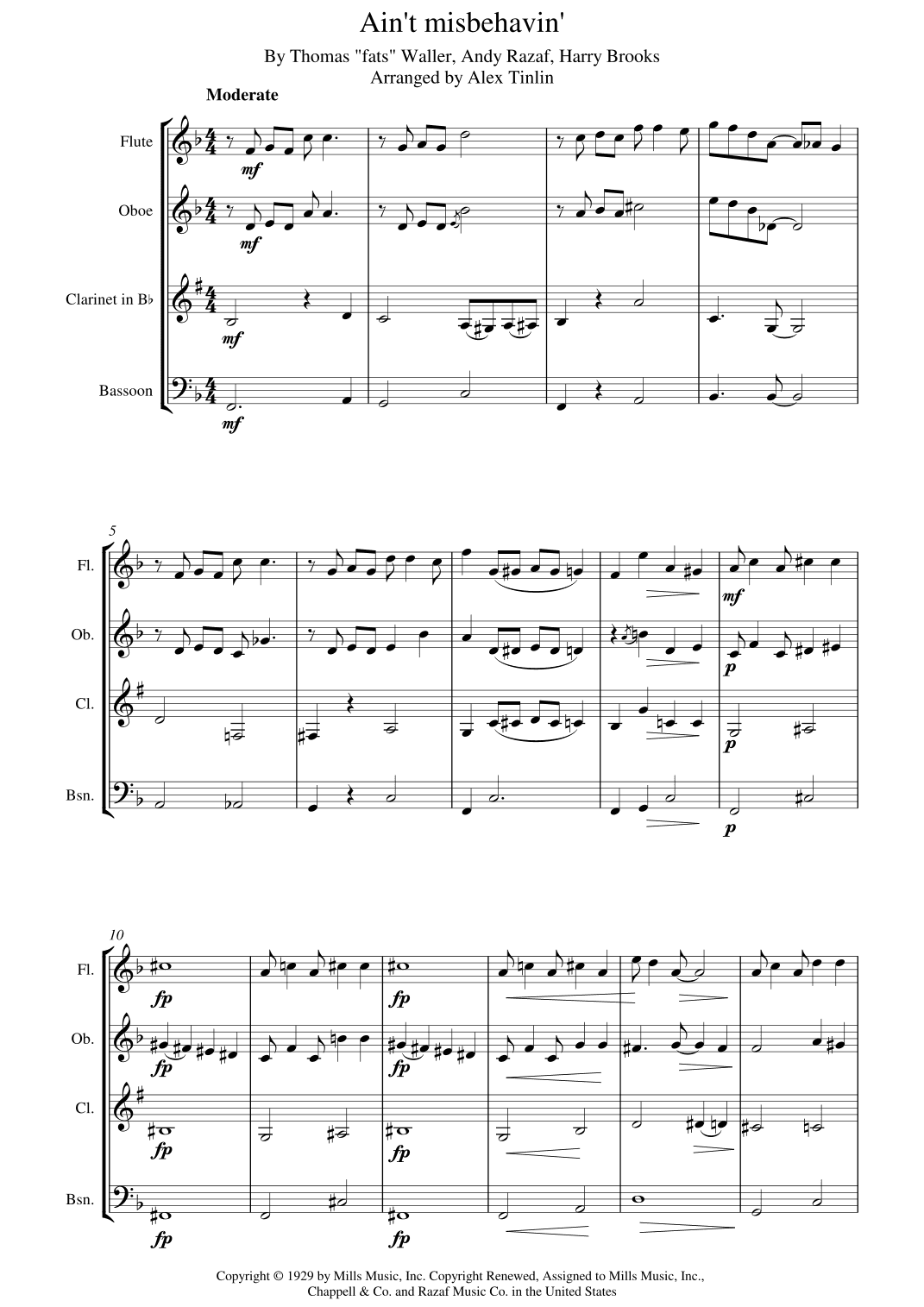 Ain't Misbehavin' (arr. Alex Tinlin)