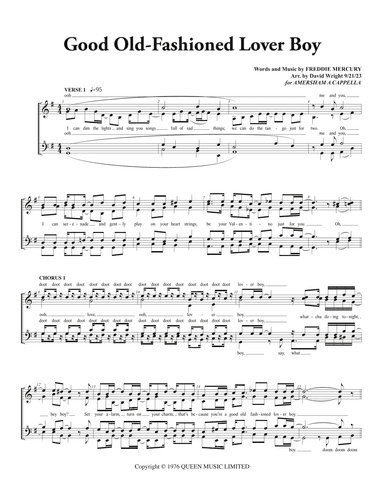 Good Old Fashioned Lover Boy (arr. David Wright)