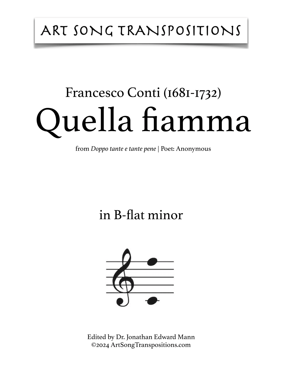 CONTI: Quella fiamma (transposed to C-sharp minor, bass clef) (arr. ArtSongTranspositions.com)