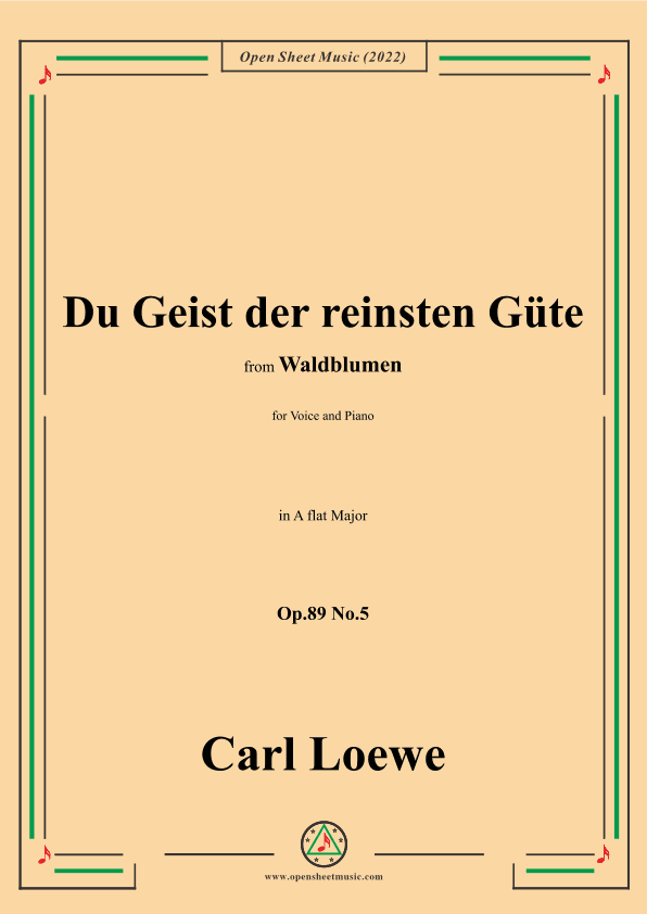 Loewe-Du Geist der reinsten Güte,Op.89 No.5,in A flat Major (arr. OSM Press)