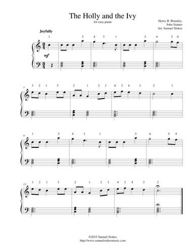 The Holly and the Ivy (major key setting) - for easy piano (arr. Samuel Stokes)