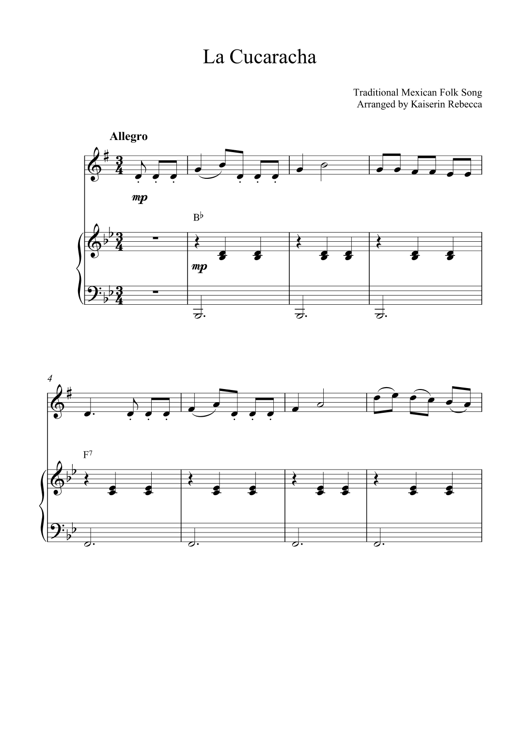 La Cucaracha (arr. Kaiserin Rebecca)