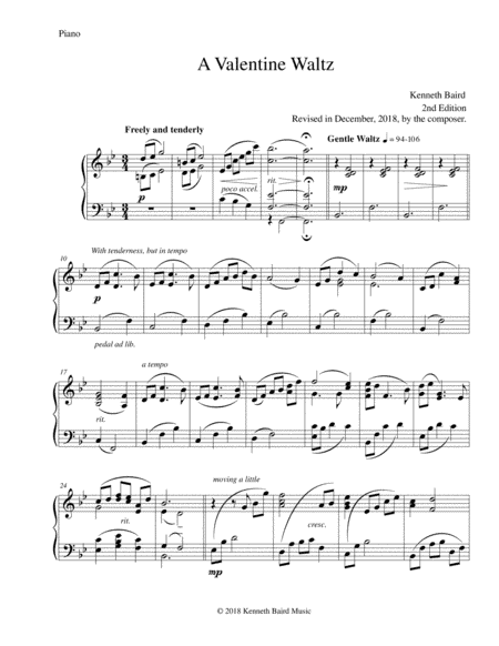 Valentine Waltz, A (for solo piano)
