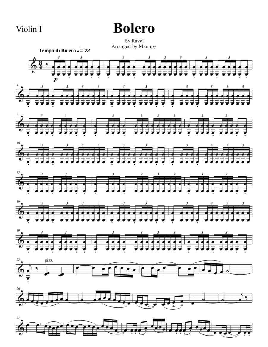 Bolero by Ravel (arranged for String Trio) (arr. Marmpy)