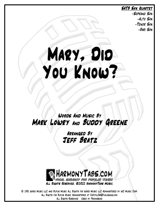 Mary, Did You Know? (arr. Jeff Bratz)