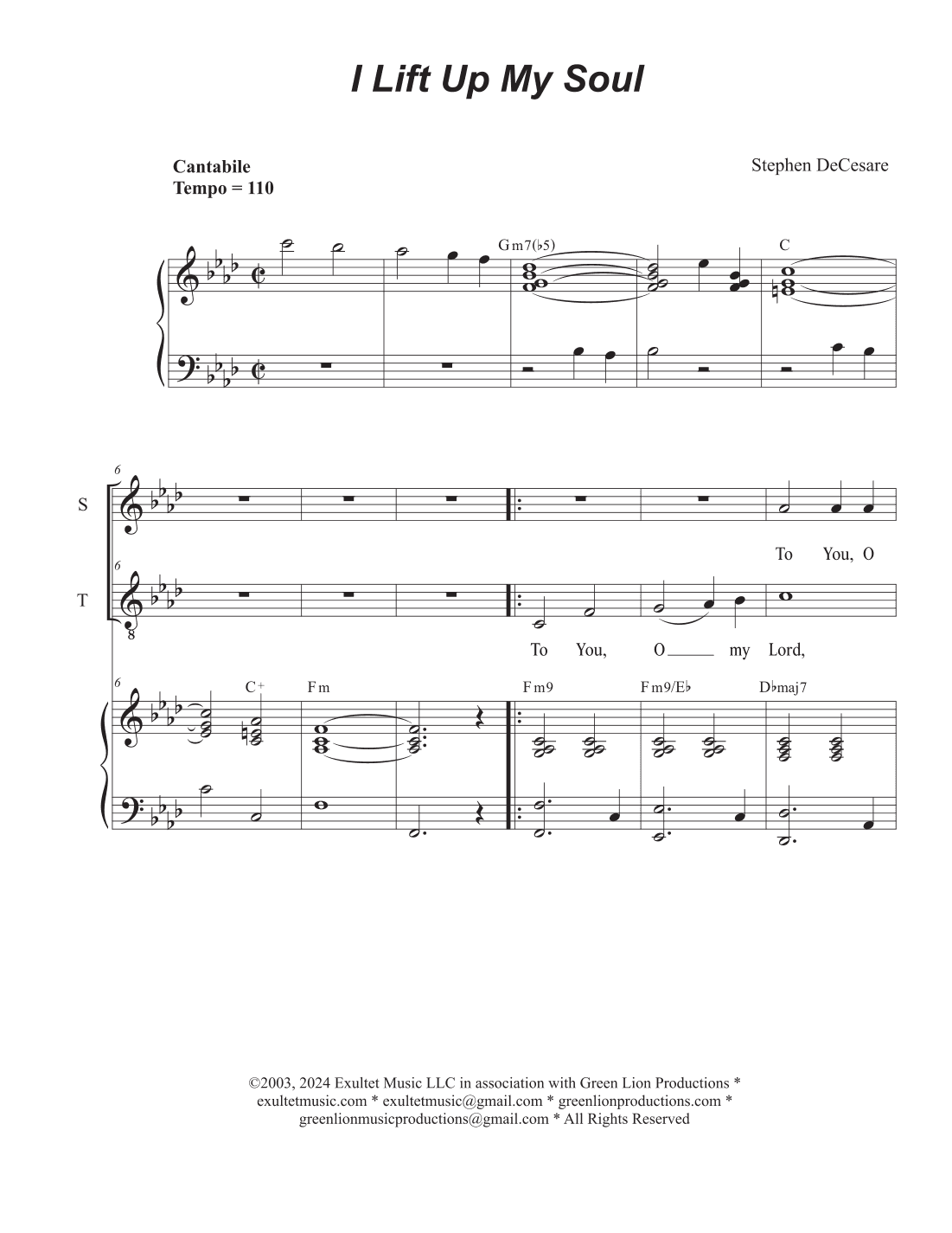 I Lift Up My Soul (Duet for Soprano and Tenor solo)
