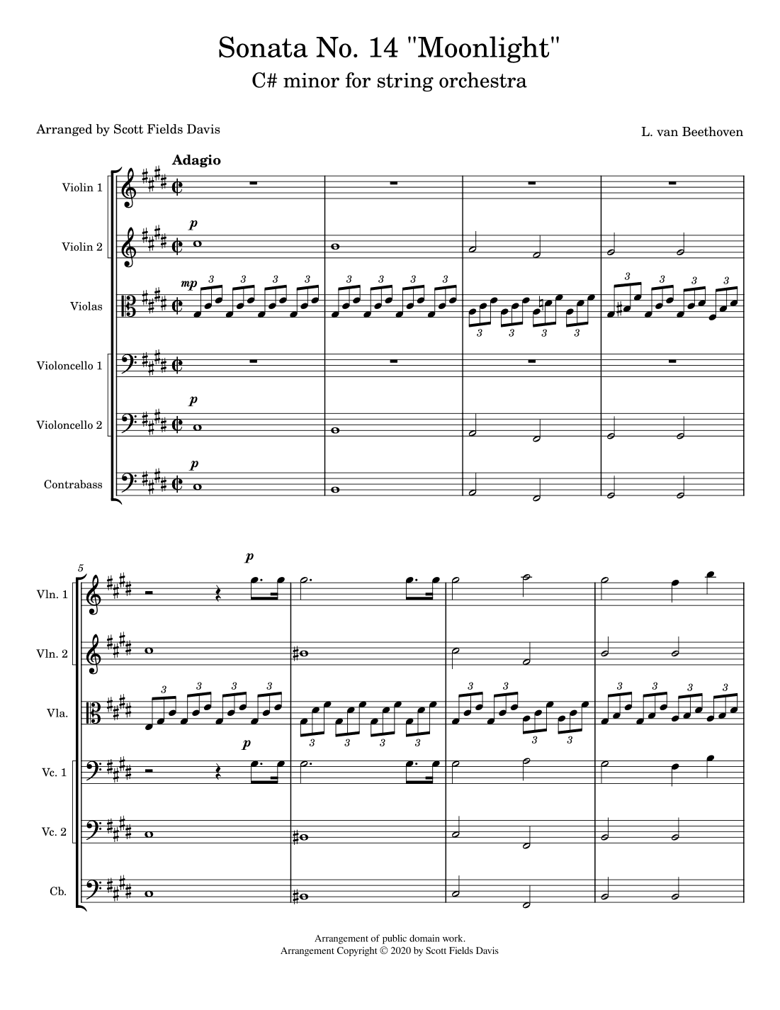 Moonlight Sonata (Movement I) for String Orchestra (arr. Scott Fields Davis)