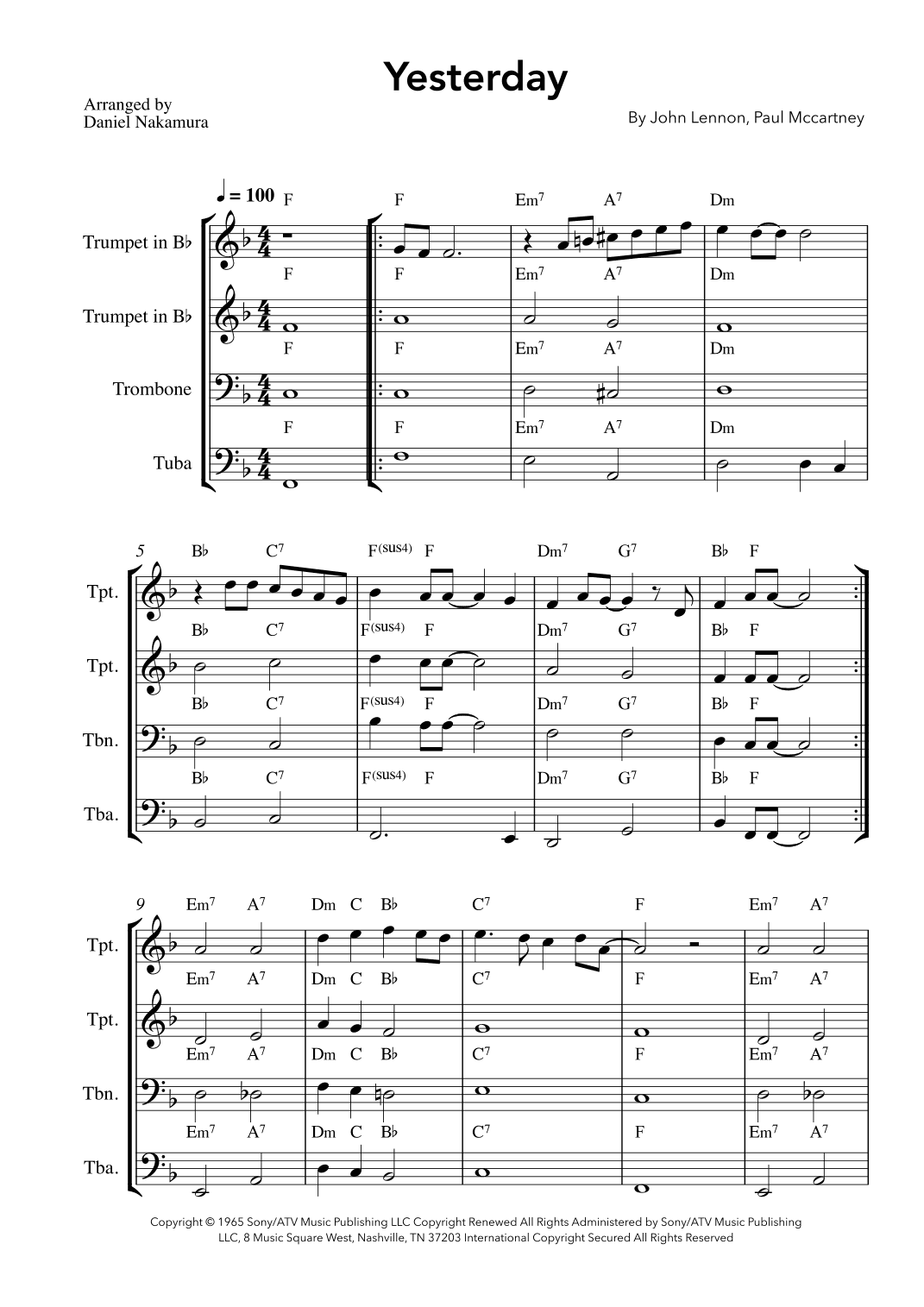 Yesterday (arr. Daniel Nakamura)
