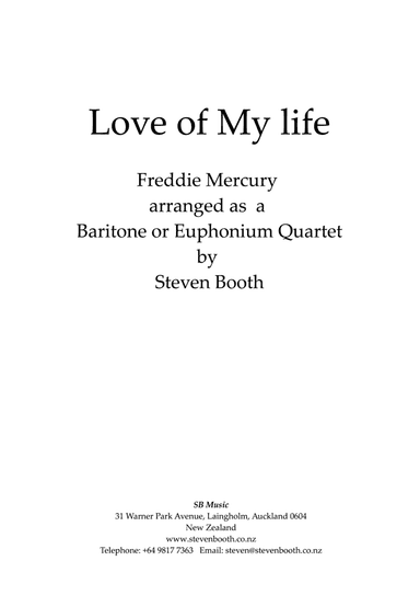 Love Of My Life (arr. Steven Booth)