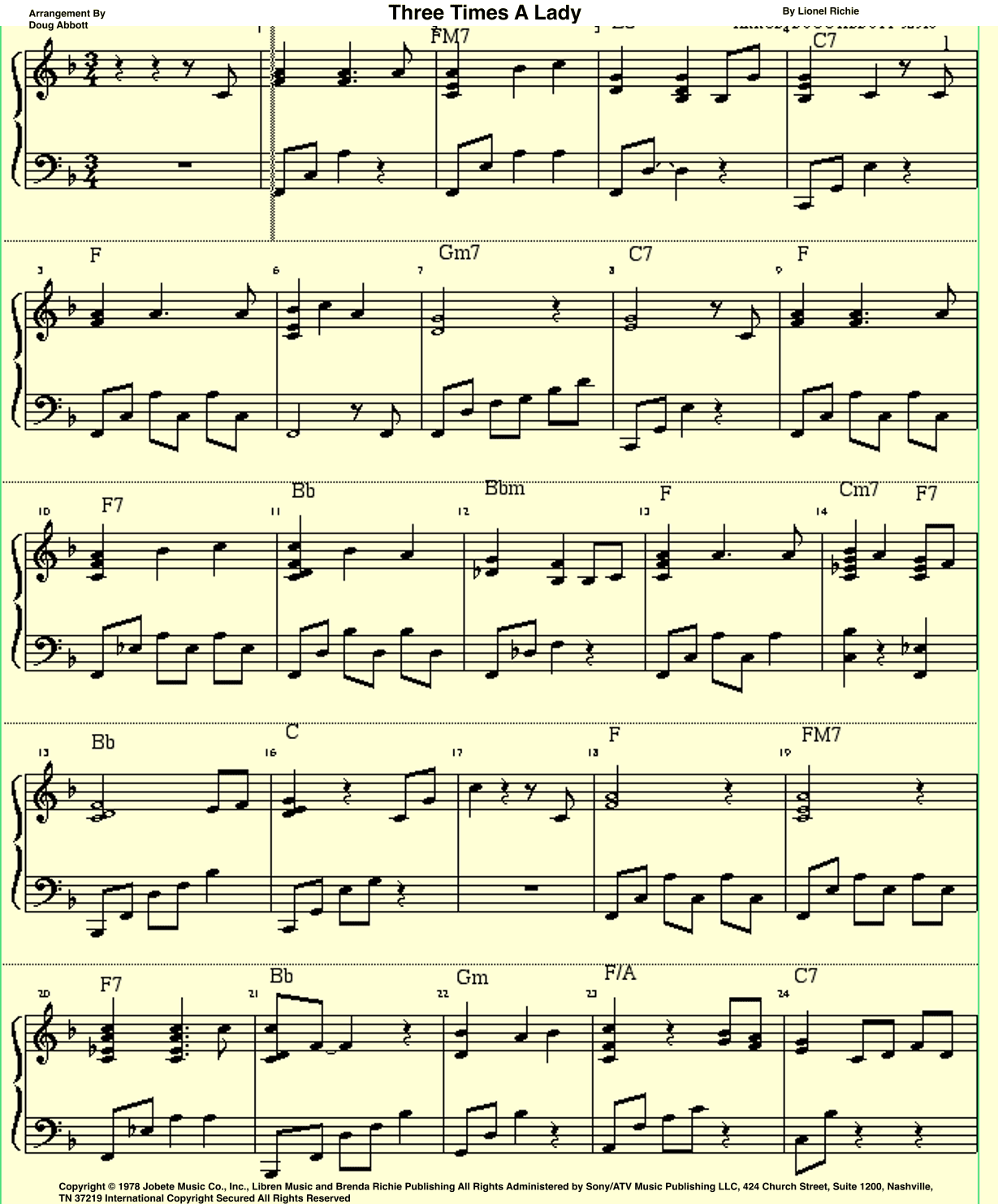 Three Times A Lady (arr. Doug Abbott)