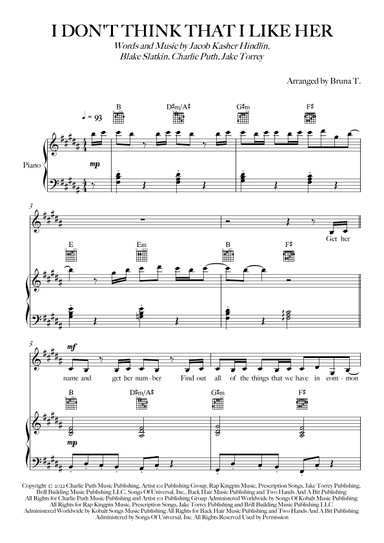 I Don't Think That I Like Her (arr. Bruna T.)