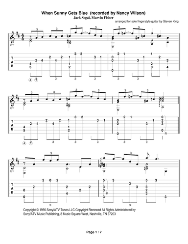 When Sunny Gets Blue (arr. Steven King)