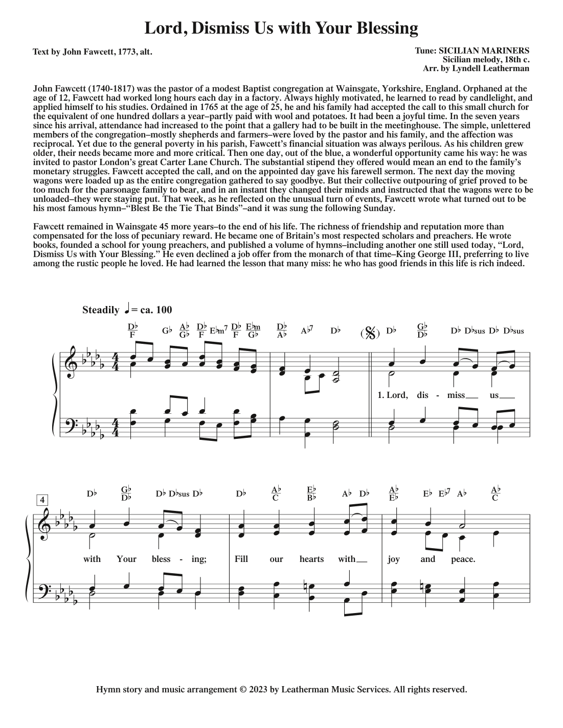 Lord, Dismiss Us with Thy Blessing (arr. Lyndell Leatherman)