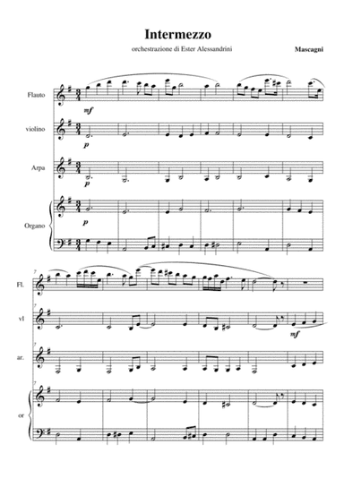 Intermezzo from "Cavalleria Rusticana". Flute, violin, harp and organ quartet (arr. Ester Alessandrini)