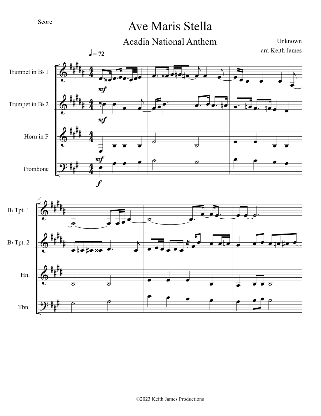Ave Maris Stella (Brass Quartet) (arr. Keith James)