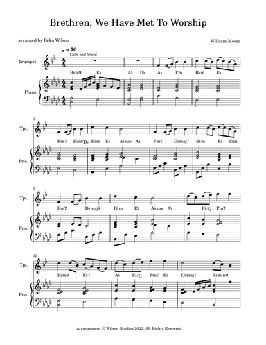 Brethren, We Have Met To Worship--trumpet solo (arr. Beka Wilson)
