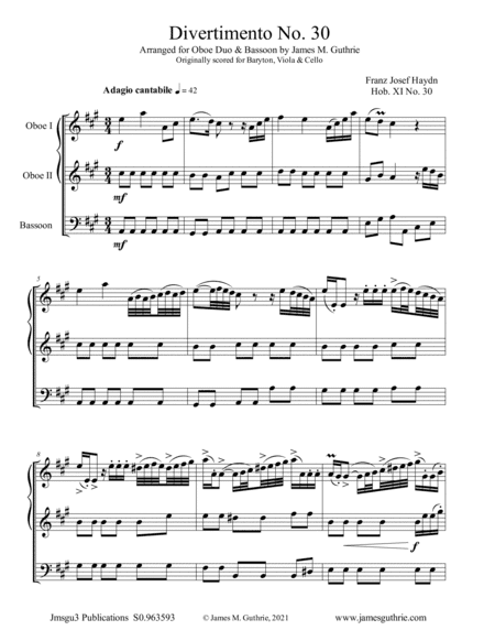Haydn: Two Double Reed Trios (arr. James M. Guthrie)