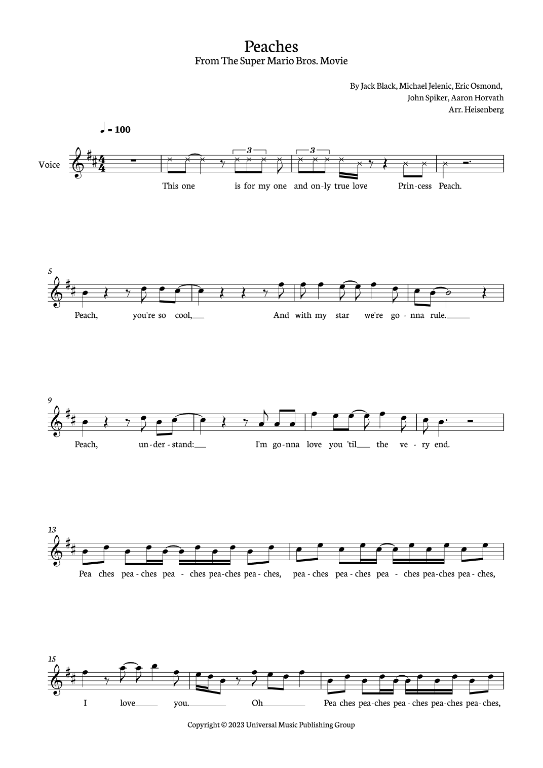 Peaches (arr. Heisenberg)