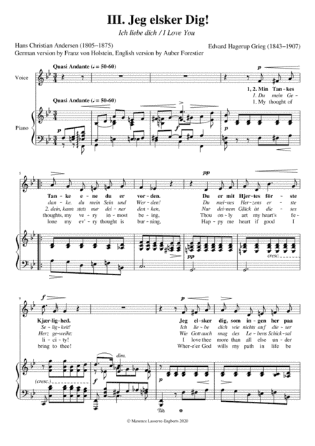 Jeg elsker Dig! / Ich liebe dich [Low Voice; Key: Bb] (arr. Maxence Lasserre-Engberts)