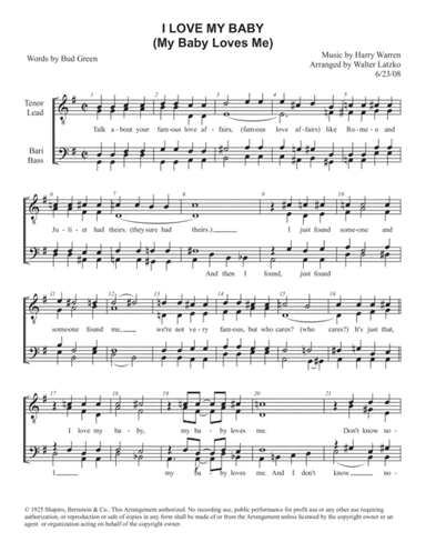 I Love My Baby (my Baby Loves Me) (arr. Walter Latzko)