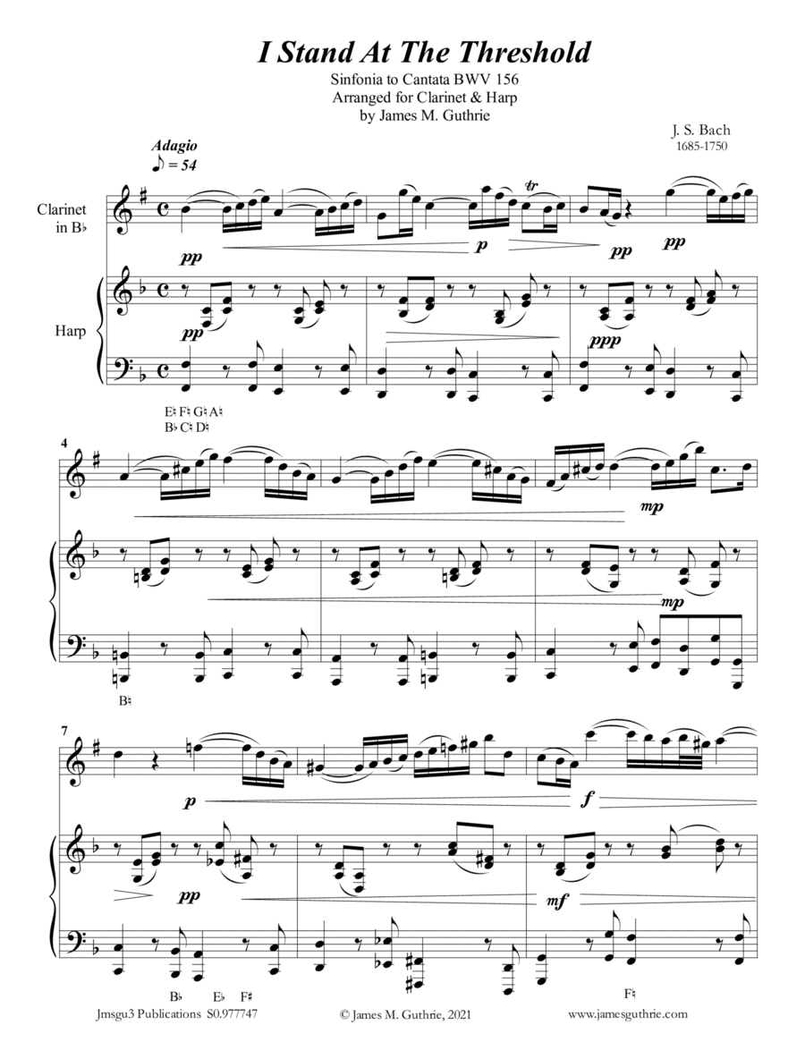 BACH: I Stand at the Threshold for Clarinet & Harp (arr. James M. Guthrie)