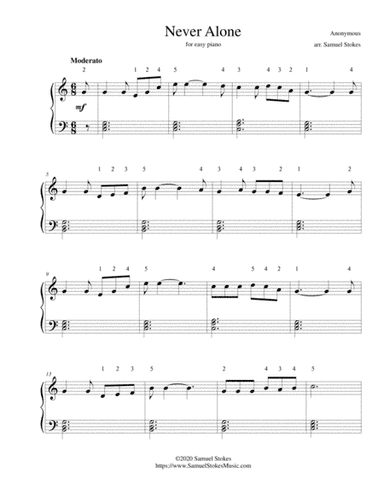 Never Alone - for easy piano (arr. Samuel Stokes)