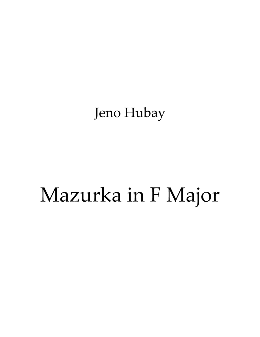 Mazurka in F Major (arr. Nick Lacanski)