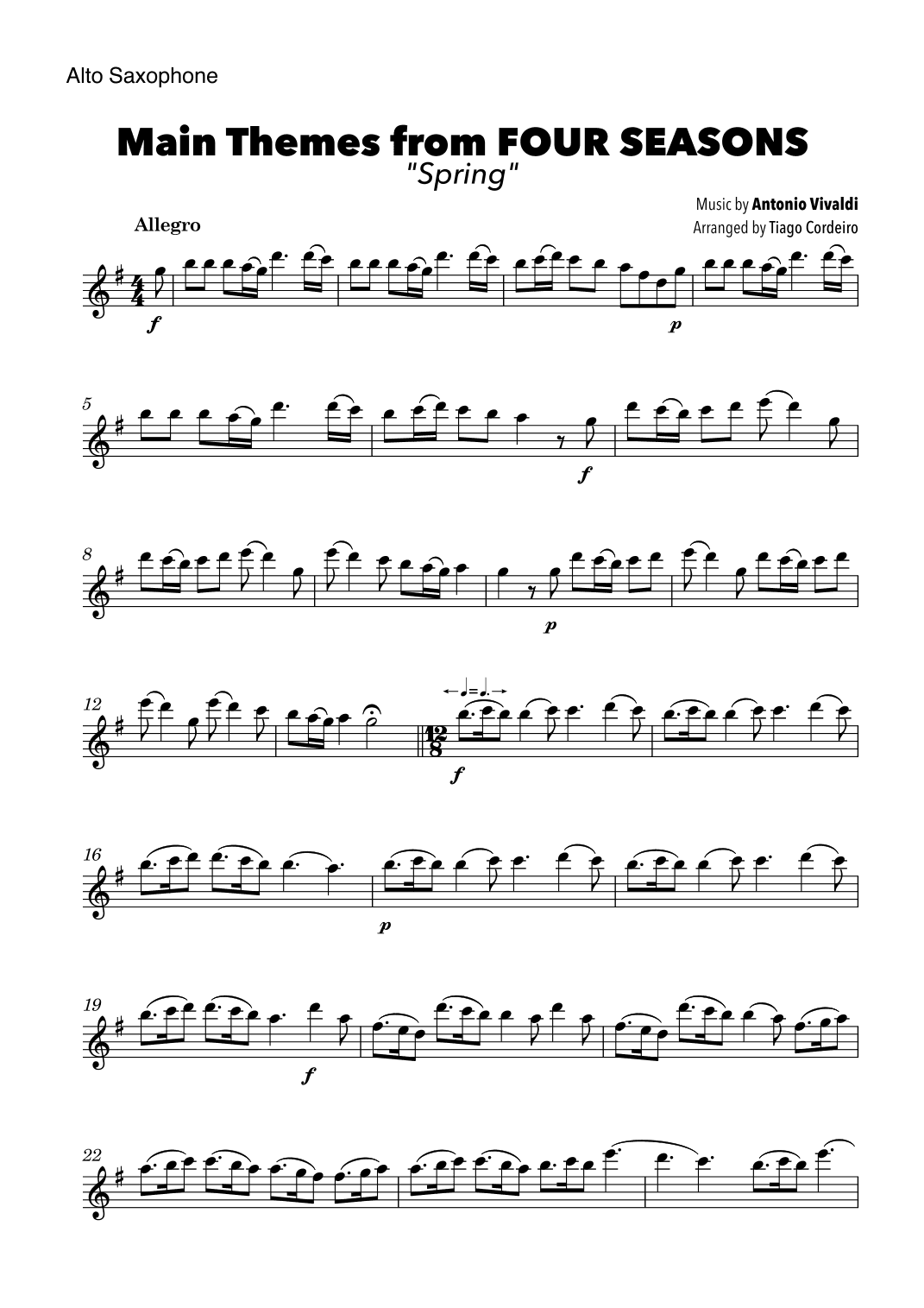 Main Themes from Four Seasons “Spring” (arr. Tiago Cordeiro)