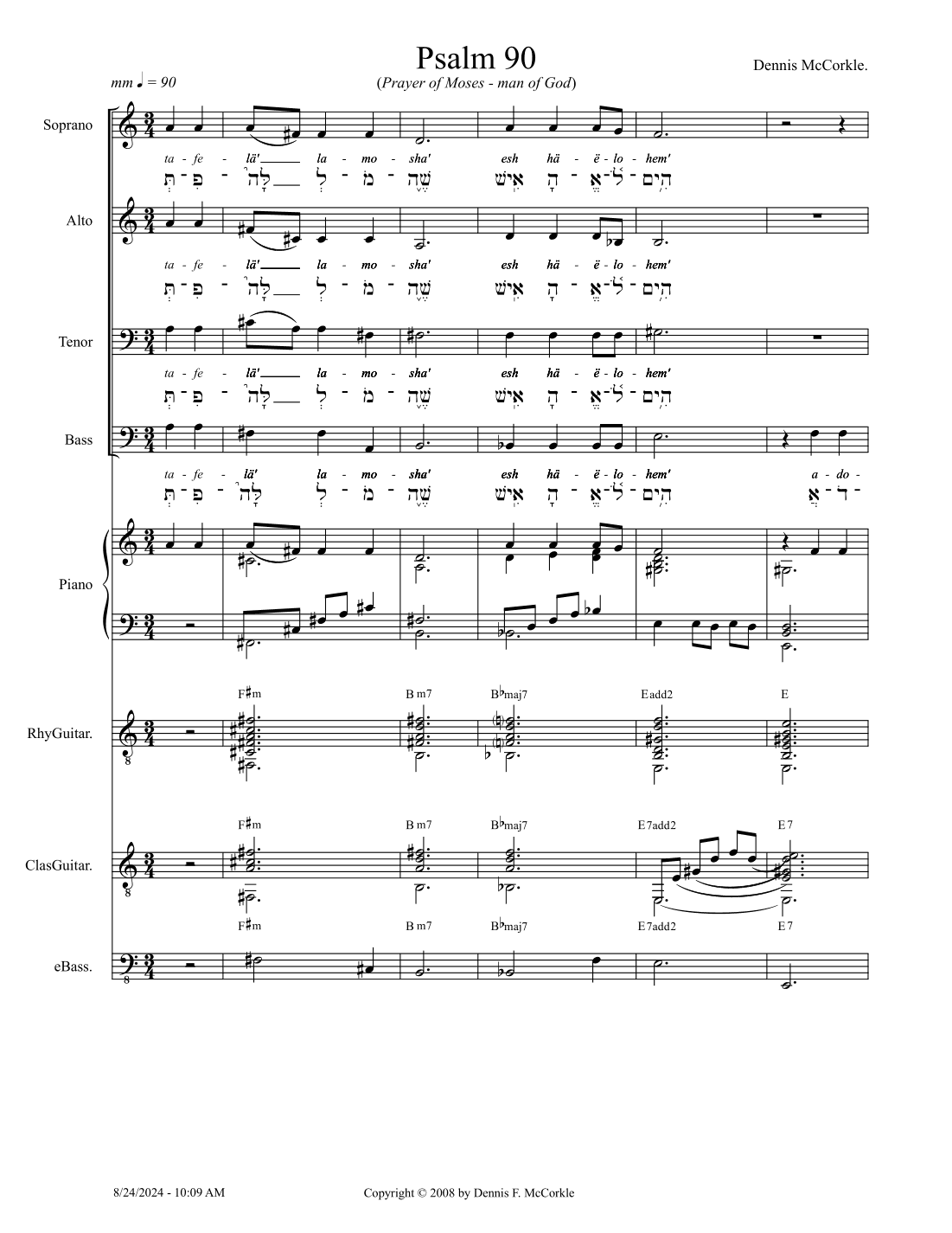 Psalm 90 - Score Only