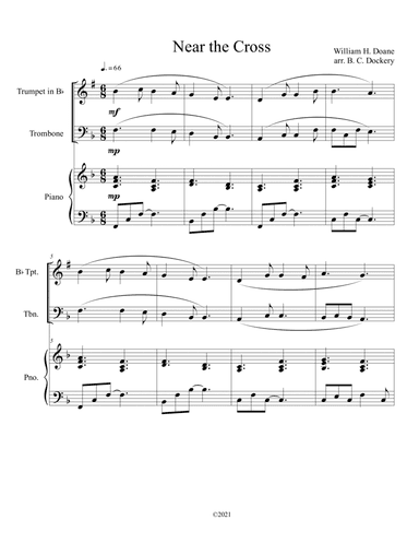 Near the Cross (trumpet and trombone duet) with optional piano accompaniment (arr. B. C. Dockery)