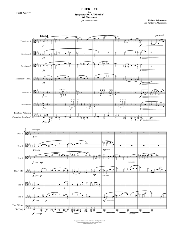 Feierlich from Rhenish Symphony No. 3 for Trombone Choir Ensemble (arr. Randall Malmstrom)