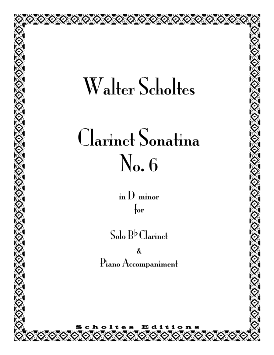 Clarinet Sonatina No. 6 in D minor with Piano Accompaniment